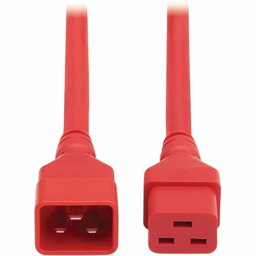 Eaton Tripp Lite Series Power Extension Cord C20 to C19, Heavy-Duty 20A, 250V, 12 AWG, 2 ft. Red