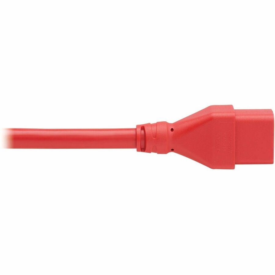 Eaton Tripp Lite Series Power Extension Cord C20 to C19, Heavy-Duty 20A, 250V, 12 AWG, 2 ft. Red