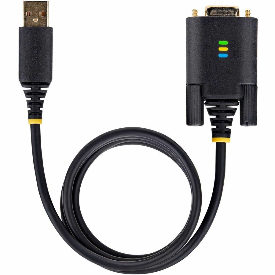 StarTech.com 6.6ft USB to RS-232 Null Modem Serial Adapter Cable with COM Retention and LED Indicators