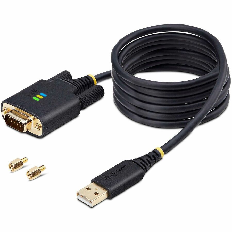 StarTech.com 6.6ft USB to RS-232 Null Modem Serial Adapter Cable with COM Retention and LED Indicators