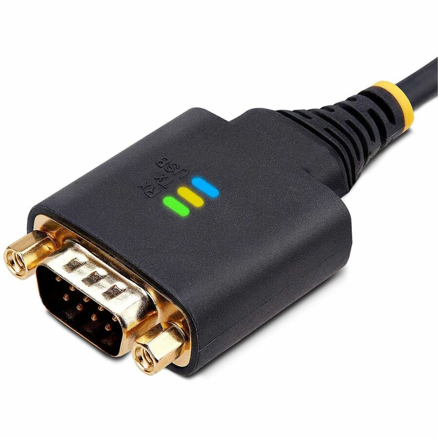 StarTech.com 6.6ft USB to RS-232 Null Modem Serial Adapter Cable with COM Retention and LED Indicators
