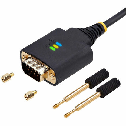 StarTech.com 6.6ft USB to RS-232 Null Modem Serial Adapter Cable with COM Retention and LED Indicators