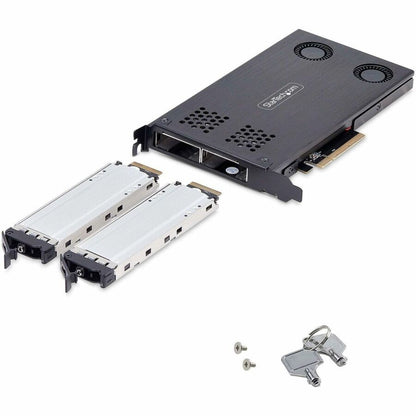 StarTech.com Dual-Bay M.2 NVMe SSD to PCIe x8 Removable Mobile Rack - Toolless Hot-Swap Drive Bay with Bifurcation Support