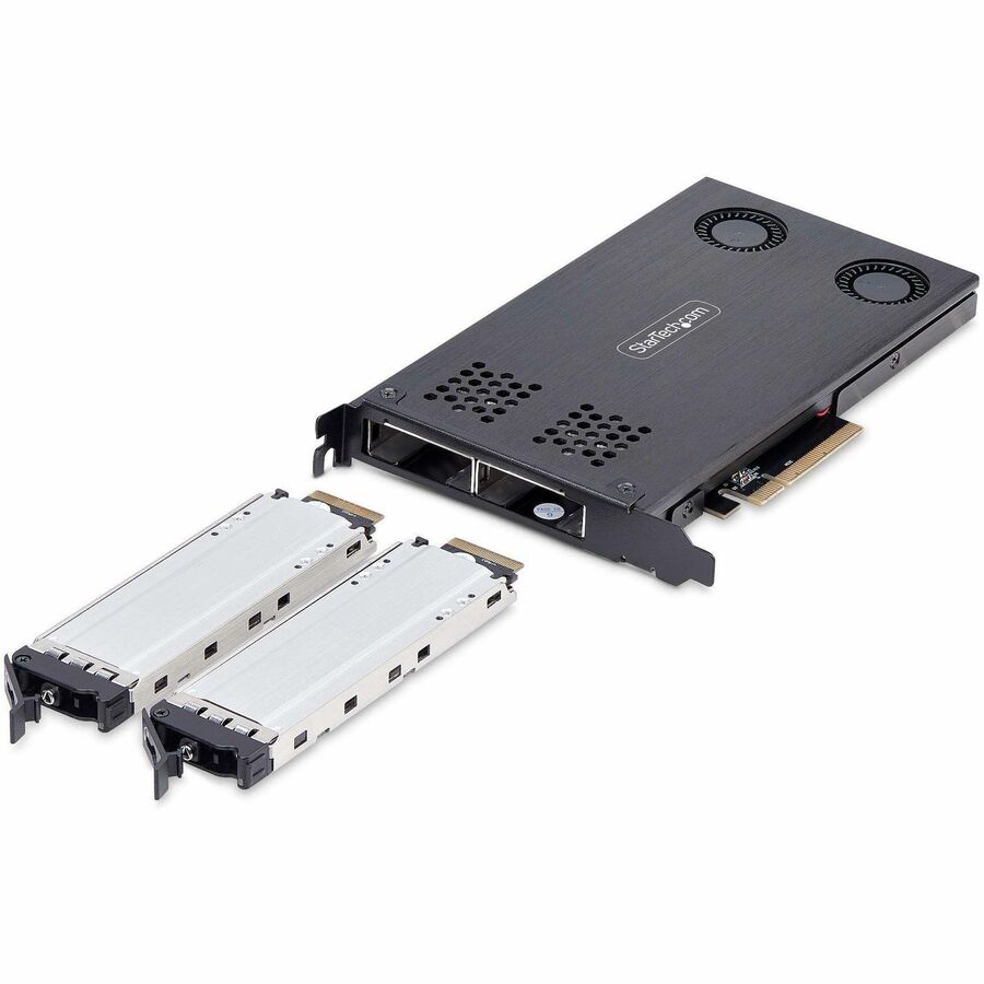 StarTech.com Dual-Bay M.2 NVMe SSD to PCIe x8 Removable Mobile Rack - Toolless Hot-Swap Drive Bay with Bifurcation Support