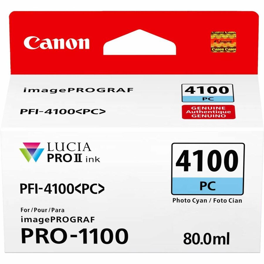 Canon Lucia PRO II PFI-4100 Photo Cyan Ink Cartridge for imagePROGRAF PRO-1100 Printer