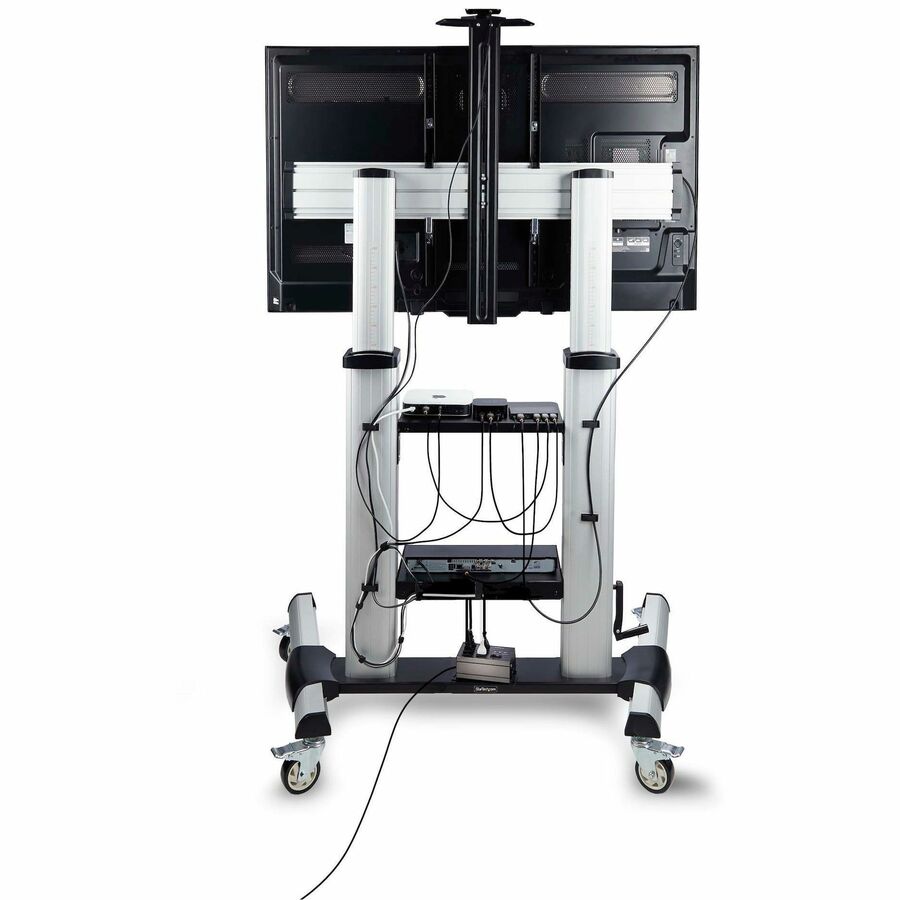 StarTech.com Mobile TV Cart for 60-100 Inch Displays with Adjustable Height and Storage