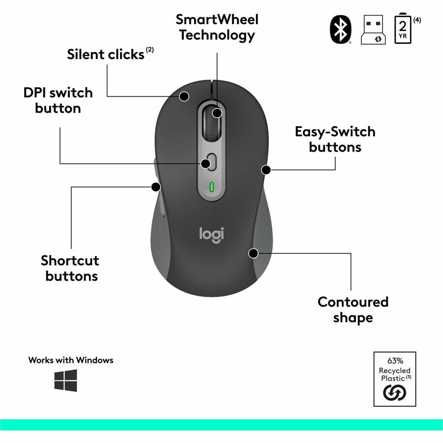 Logitech Signature Slim MK955 Combo for Business with Copilot Key, Wireless Keyboard and Mouse in Graphite