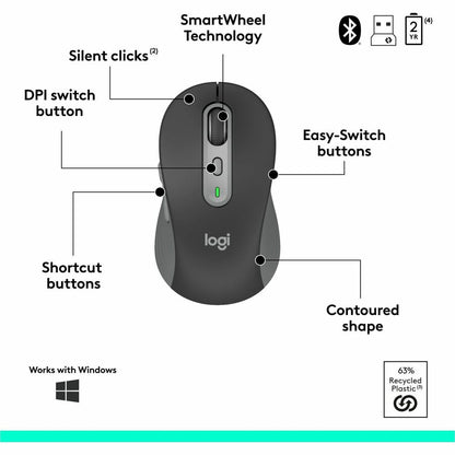 Logitech Signature Slim MK955 Combo for Business with Copilot Key, Wireless Keyboard and Mouse in Graphite