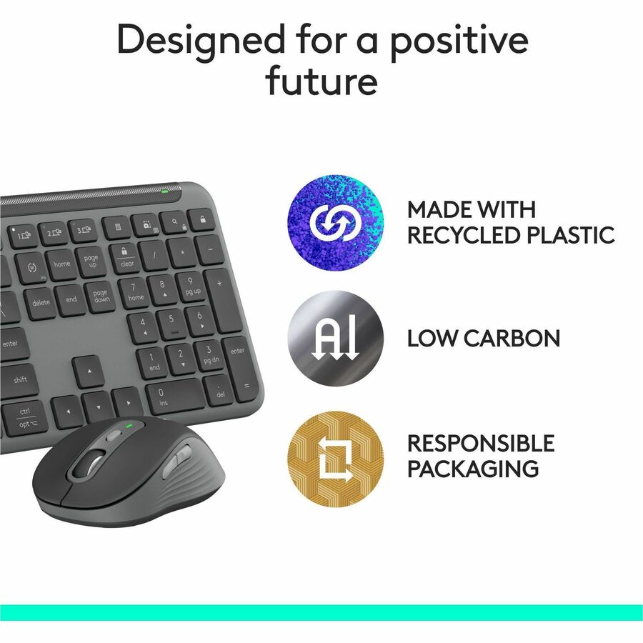 Logitech Signature Slim MK955 Combo for Business with Copilot Key, Wireless Keyboard and Mouse in Graphite