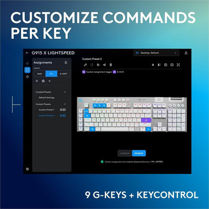 Logitech G915 X LIGHTSPEED Low-Profile Wireless Gaming Keyboard with RGB Backlighting and Programmable Keys