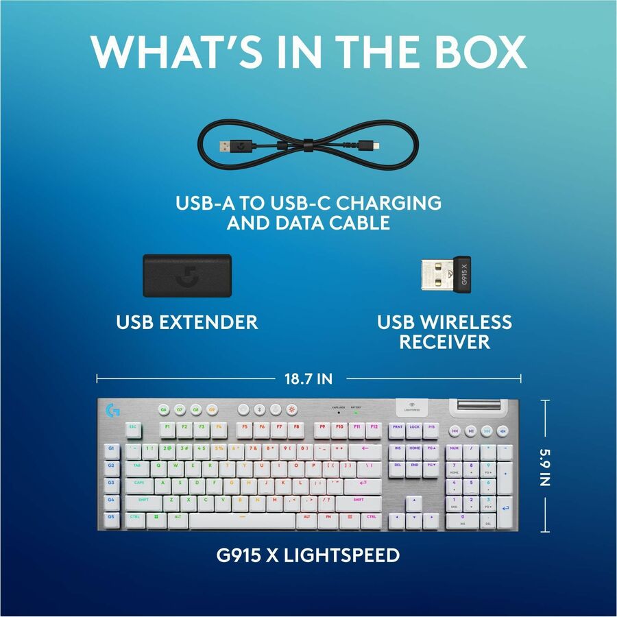 Logitech G915 X LIGHTSPEED Low-Profile Wireless Gaming Keyboard with RGB Backlighting and Programmable Keys