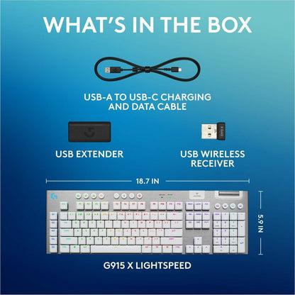 Logitech G915 X LIGHTSPEED Low-Profile Wireless Gaming Keyboard with RGB Backlighting and Programmable Keys