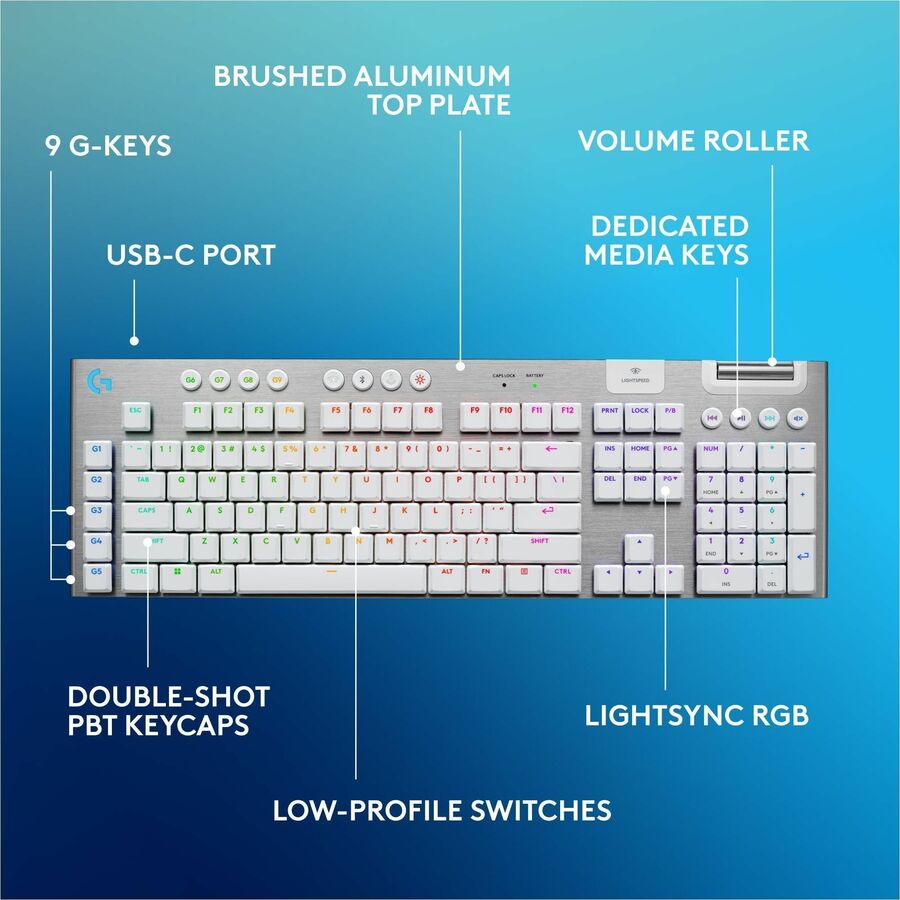 Logitech G915 X LIGHTSPEED Low-Profile Wireless Gaming Keyboard with RGB Backlighting and Programmable Keys