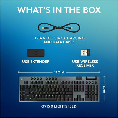 Logitech G915 X LIGHTSPEED Wireless Gaming Keyboard with Low-Profile GL Switches and RGB Backlighting