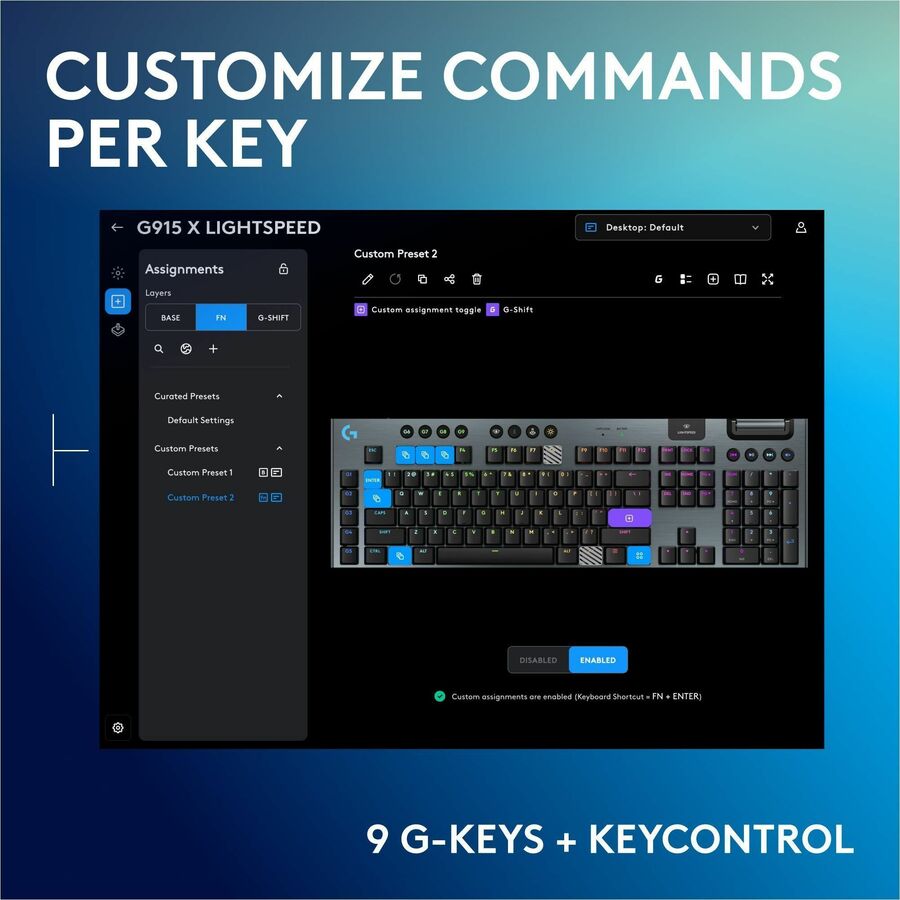 Logitech G915 X LIGHTSPEED Wireless Gaming Keyboard with Low-Profile GL Switches and RGB Backlighting