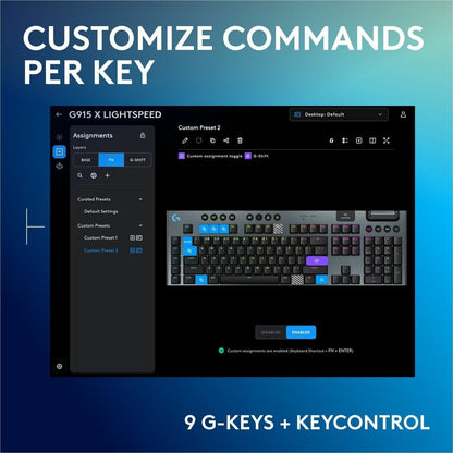 Logitech G915 X LIGHTSPEED Wireless Gaming Keyboard with Low-Profile GL Switches and RGB Backlighting