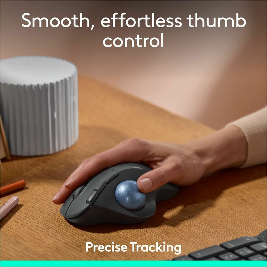 Logitech ERGO M575S Wireless Trackball Mouse with Ergonomic Design and Quiet Clicks