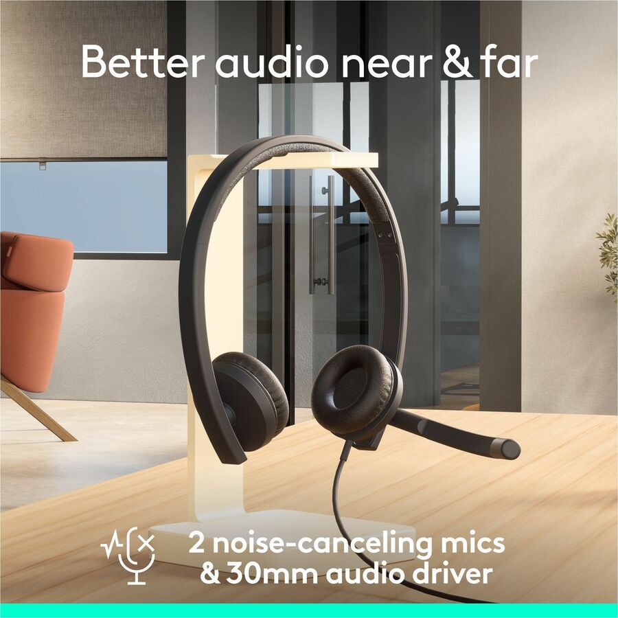 Logitech H570e USB Wired Stereo Headset with Noise-Canceling Microphones and Inline Controls