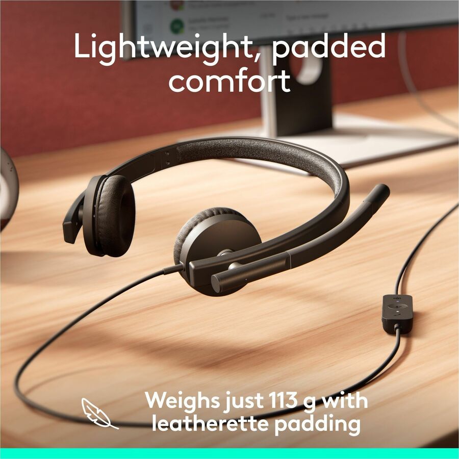 Logitech H570e USB Wired Stereo Headset with Noise-Canceling Microphones and Inline Controls