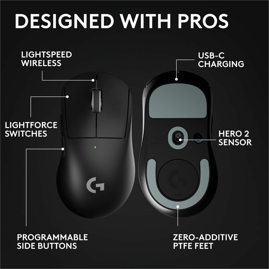 Logitech G PRO X SUPERLIGHT 2 DEX Wireless Gaming Mouse with HERO 2 Sensor and 5 Programmable Buttons