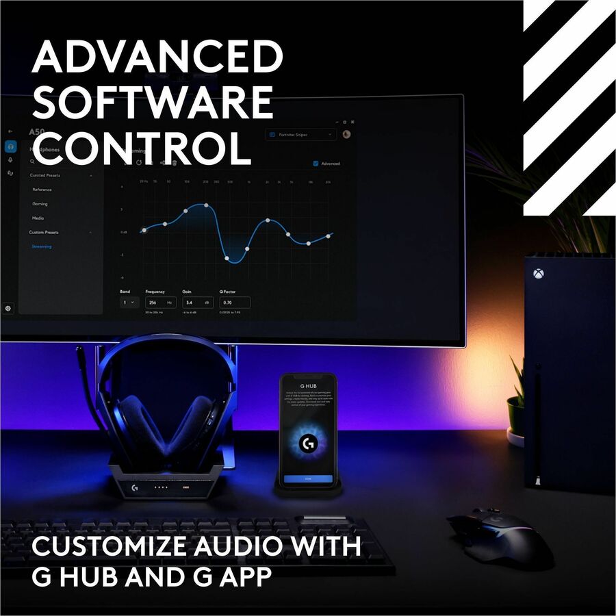 Logitech G Astro A50 (Gen 5) Wireless Gaming Headset with Base Station – PRO-G Graphene Drivers, 3-System Switching, Bluetooth, Black