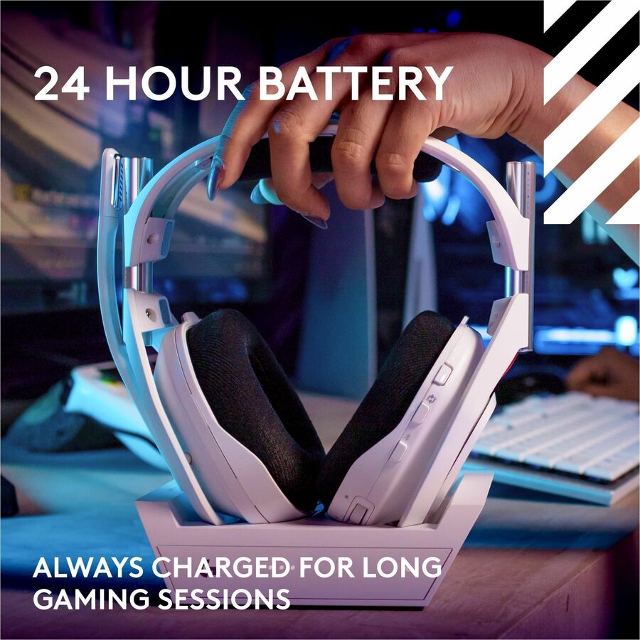 Logitech G Astro A50 (Gen 5) Wireless Gaming Headset with Base Station – Multi-Platform, PRO-G Graphene Drivers, 24-bit LIGHTSPEED Wireless, Bluetooth, White