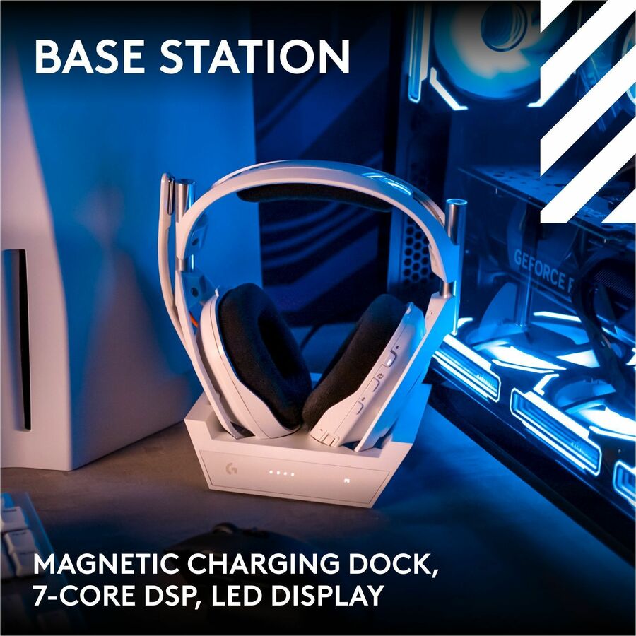 Logitech G Astro A50 (Gen 5) Wireless Gaming Headset with Base Station – Multi-Platform, PRO-G Graphene Drivers, 24-bit LIGHTSPEED Wireless, Bluetooth, White