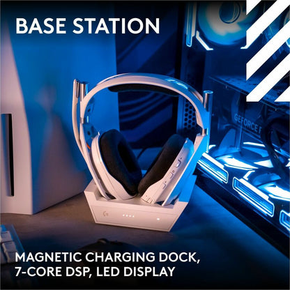 Logitech G Astro A50 (Gen 5) Wireless Gaming Headset with Base Station – Multi-Platform, PRO-G Graphene Drivers, 24-bit LIGHTSPEED Wireless, Bluetooth, White