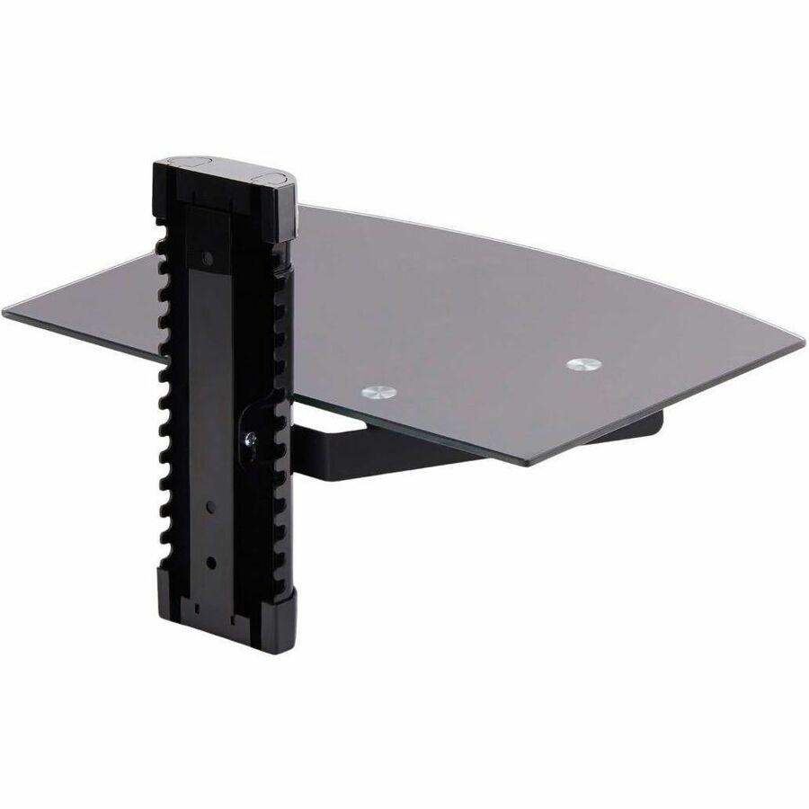 StarTech.com Floating Wall-Mounted AV Shelf with Adjustable Height – Black Tempered Glass for TV and Office Equipment