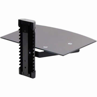 StarTech.com Floating Wall-Mounted AV Shelf with Adjustable Height – Black Tempered Glass for TV and Office Equipment