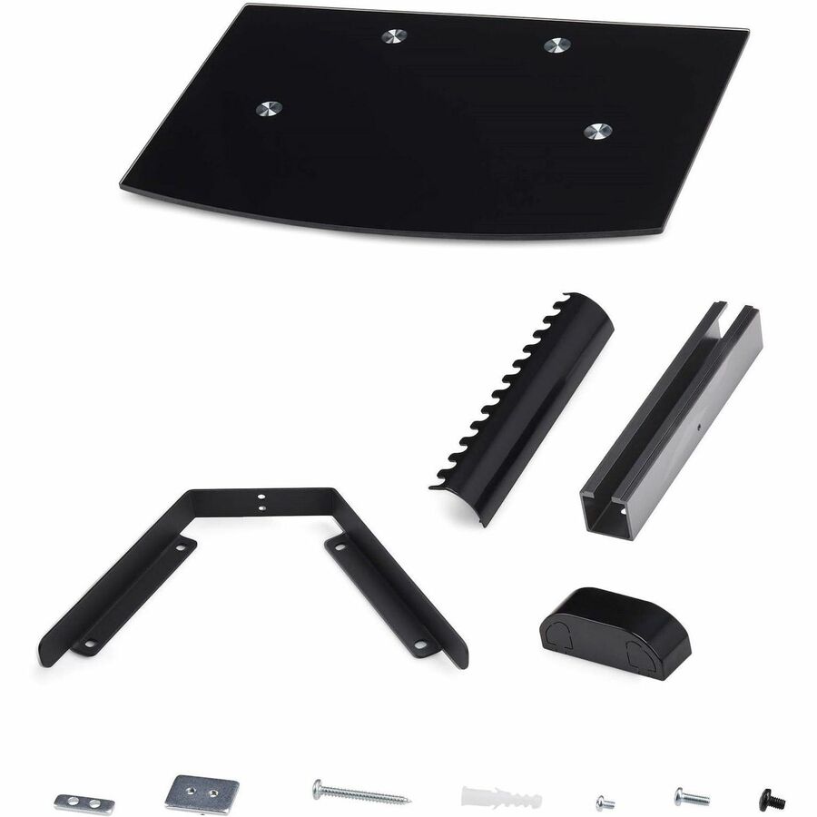 StarTech.com Floating Wall-Mounted AV Shelf with Adjustable Height – Black Tempered Glass for TV and Office Equipment