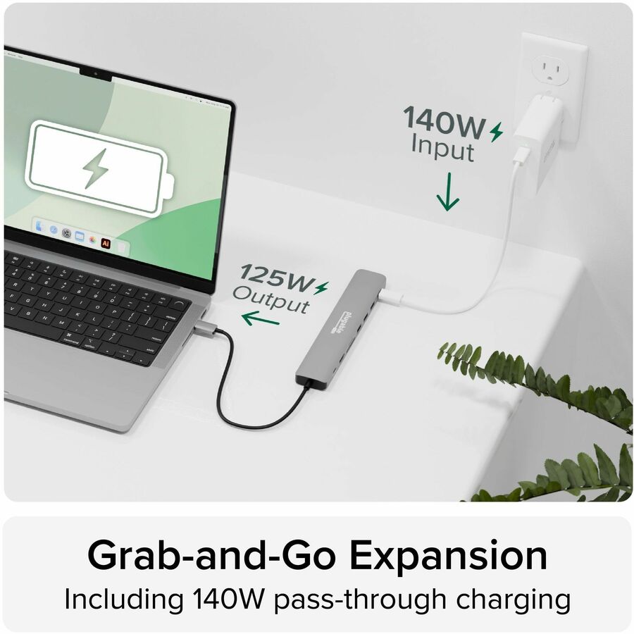 Plugable USB C Hub Multiport Adapter (9-in-1) with 4K HDMI and 140W Power Delivery Charging