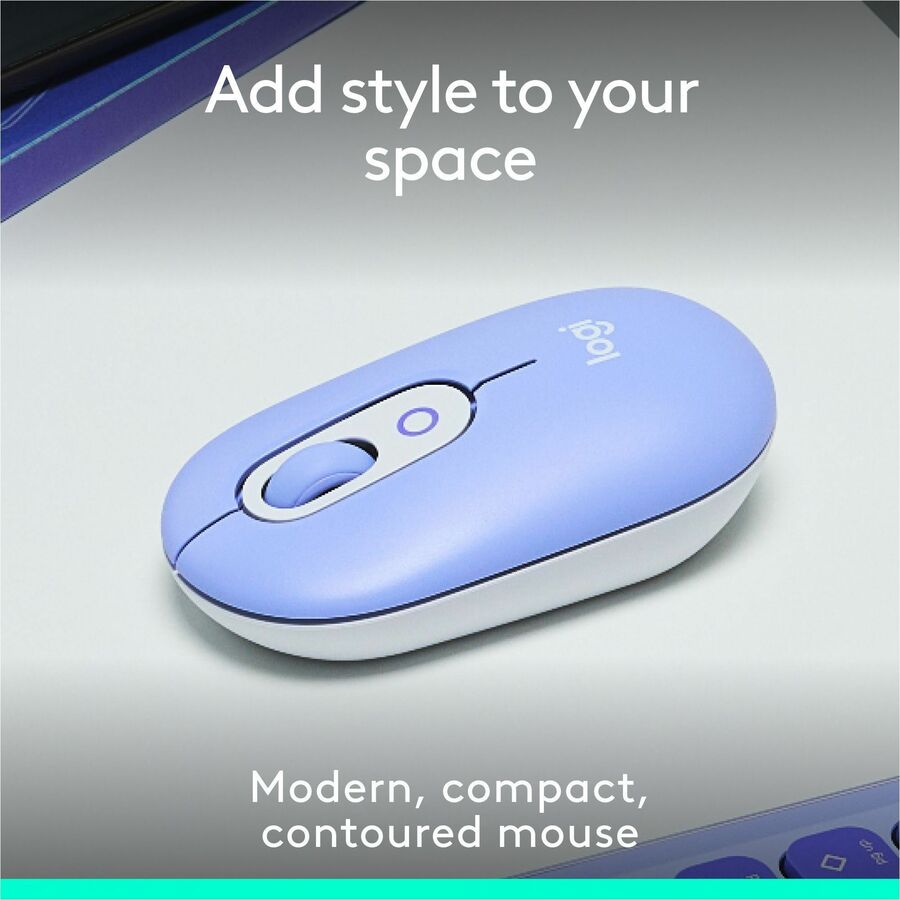 Logitech POP Mouse – Compact Wireless Bluetooth Mouse with Silent Clicks and Easy Device Switching, Lilac