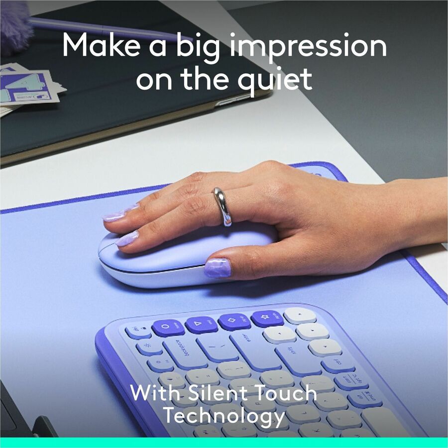 Logitech POP Mouse – Compact Wireless Bluetooth Mouse with Silent Clicks and Easy Device Switching, Lilac