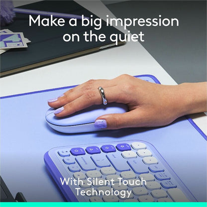 Logitech POP Mouse – Compact Wireless Bluetooth Mouse with Silent Clicks and Easy Device Switching, Lilac