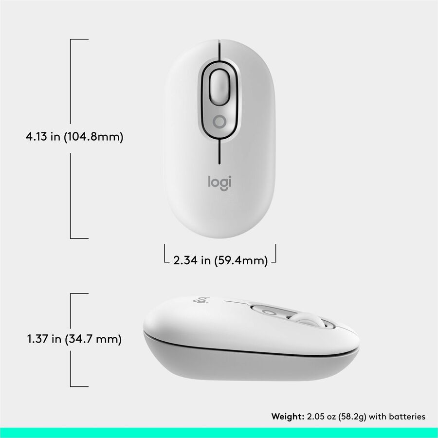 Logitech POP Mouse – Compact Wireless Bluetooth Mouse with Silent Touch Technology, Customizable Buttons, and Multi-Device Switching