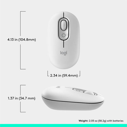 Logitech POP Mouse – Compact Wireless Bluetooth Mouse with Silent Touch Technology, Customizable Buttons, and Multi-Device Switching
