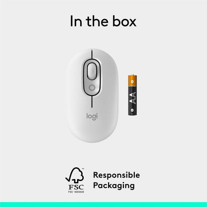 Logitech POP Mouse – Compact Wireless Bluetooth Mouse with Silent Touch Technology, Customizable Buttons, and Multi-Device Switching