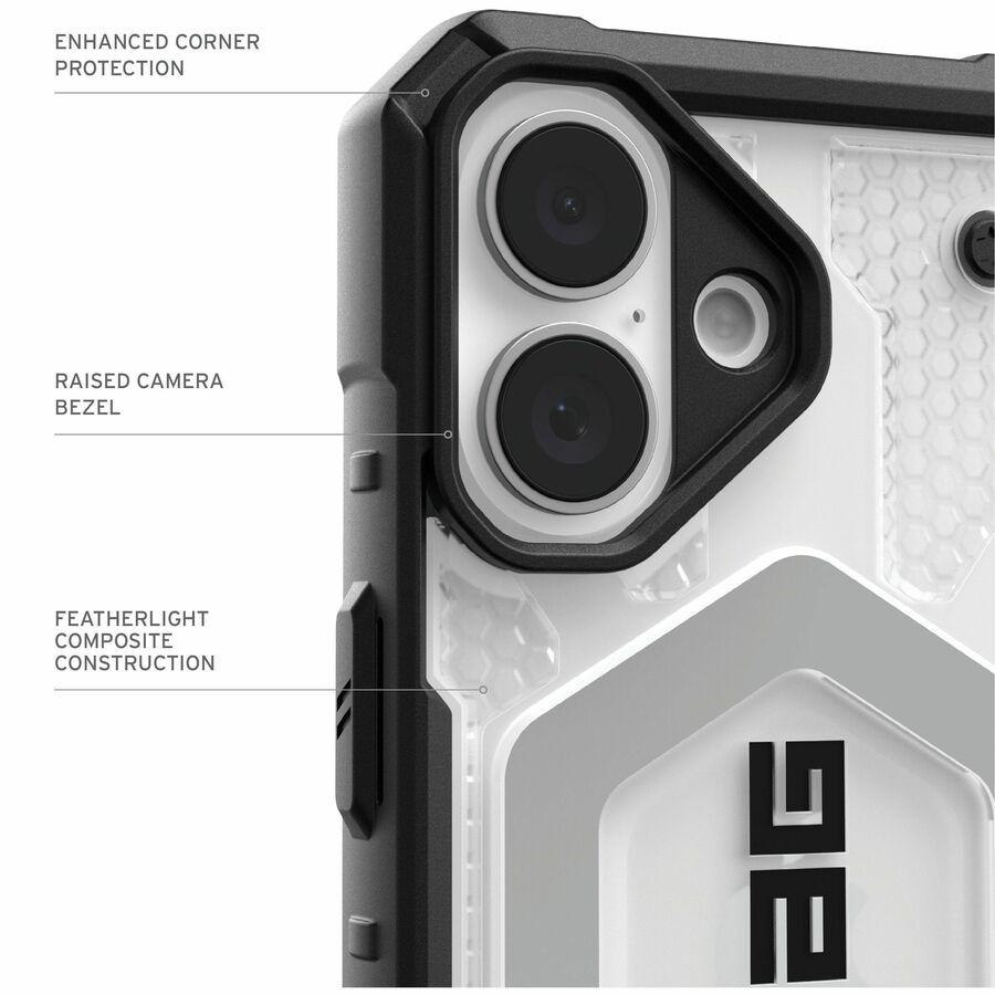 Urban Armor Gear Pathfinder Clear iPhone 16 Plus Case - Ice/Silver
