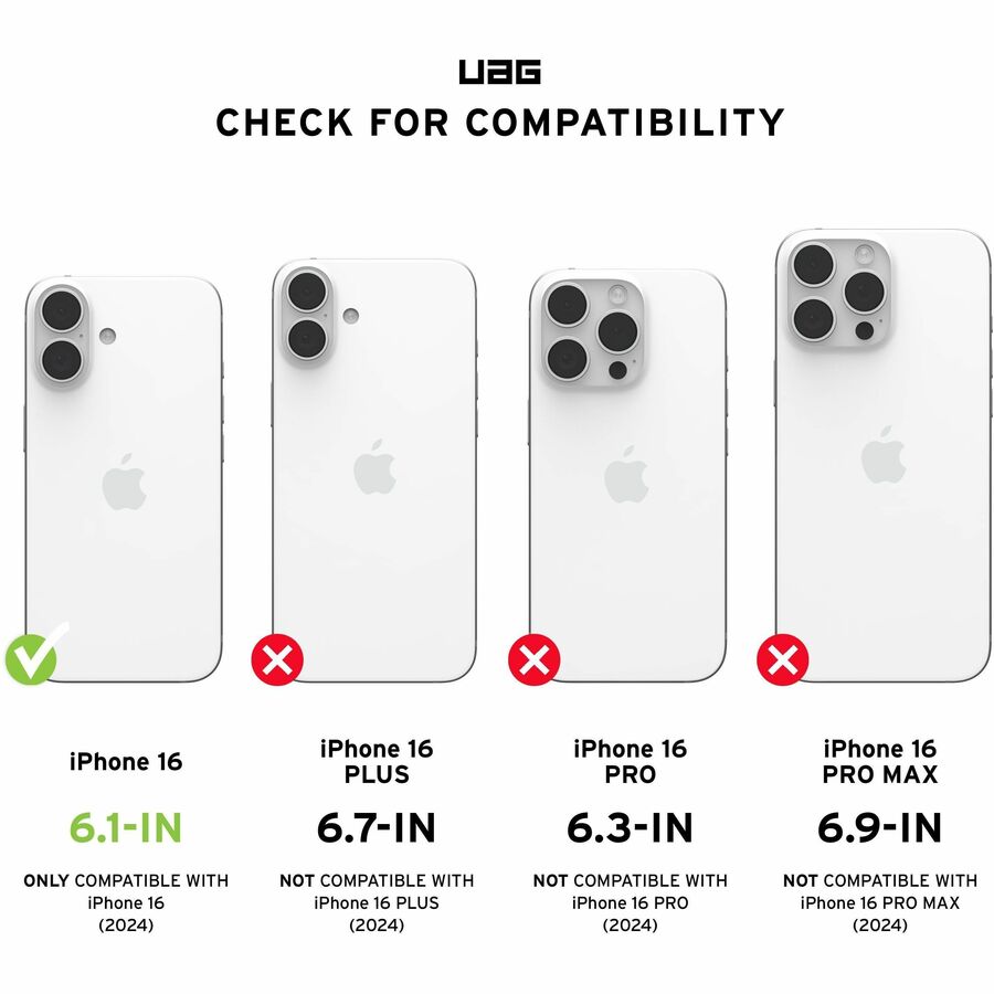 Urban Armor Gear Plyo iPhone 16 Case - Ice/White | Shock-Resistant, MagSafe Compatible