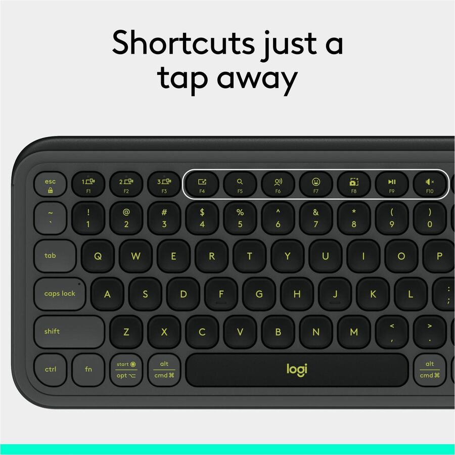 Logitech POP Icon Keys Wireless Bluetooth Keyboard - Comfortable, Programmable Action Keys, Dual-Color Green & Graphite