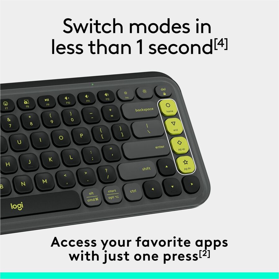 Logitech POP Icon Keys Wireless Bluetooth Keyboard - Comfortable, Programmable Action Keys, Dual-Color Green & Graphite