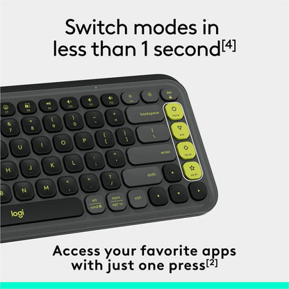 Logitech POP Icon Keys Wireless Bluetooth Keyboard - Comfortable, Programmable Action Keys, Dual-Color Green & Graphite