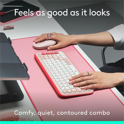 Logitech POP Icon Combo Bluetooth Keyboard and Mouse Set – Rose with Programmable Action Keys