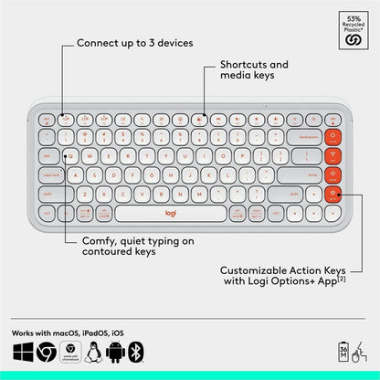 Logitech POP Icon Combo Bluetooth Keyboard and Mouse - Comfortable, Quiet, and Customizable