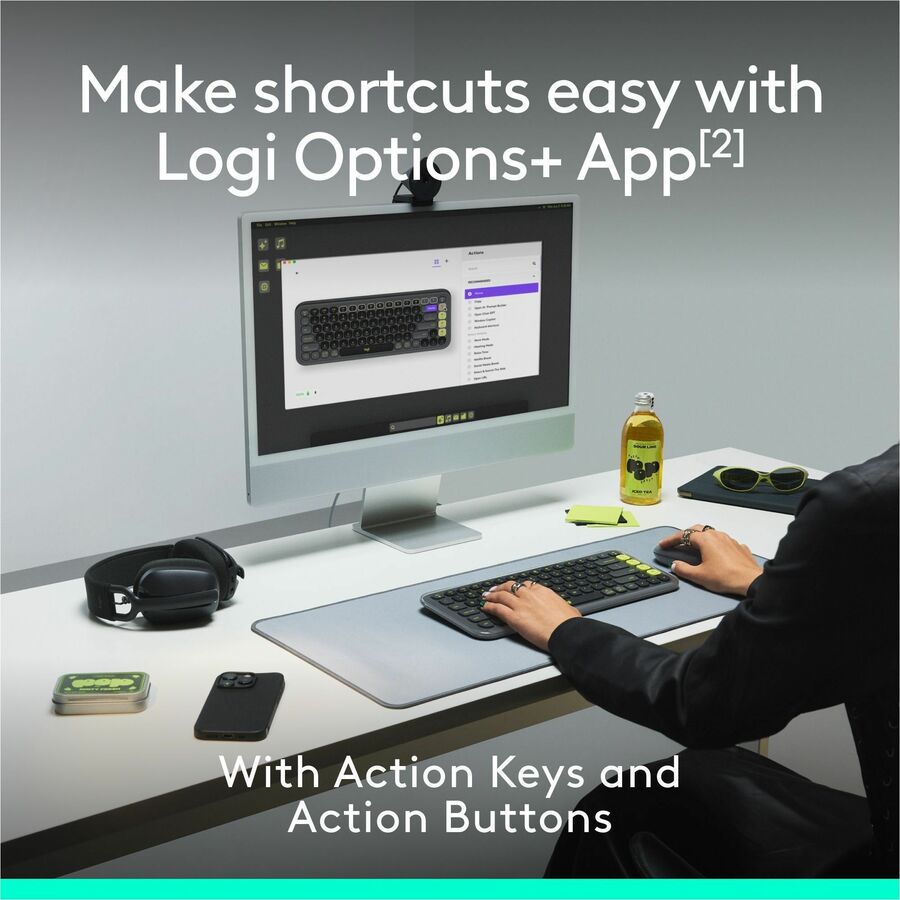 Logitech POP Icon Combo Bluetooth Keyboard and Mouse with Customizable Keys, Quiet Clicks, and Multi-Device Support