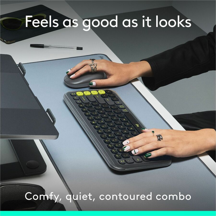 Logitech POP Icon Combo Bluetooth Keyboard and Mouse with Customizable Keys, Quiet Clicks, and Multi-Device Support
