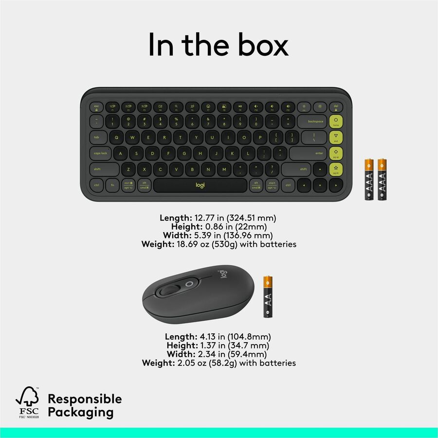 Logitech POP Icon Combo Bluetooth Keyboard and Mouse with Customizable Keys, Quiet Clicks, and Multi-Device Support