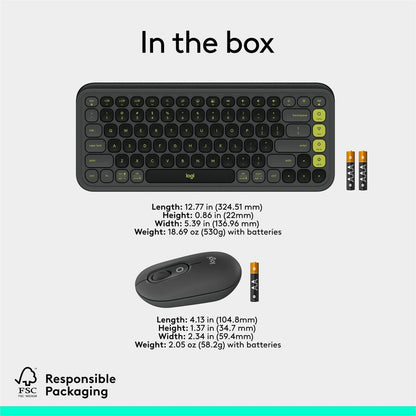 Logitech POP Icon Combo Bluetooth Keyboard and Mouse with Customizable Keys, Quiet Clicks, and Multi-Device Support