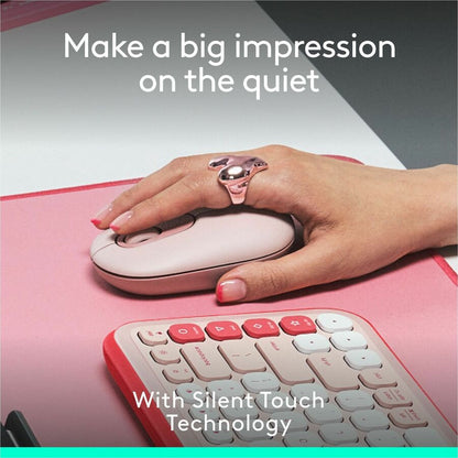 Logitech POP Mouse - Compact Wireless Bluetooth Mouse with Silent Clicks, Customizable Buttons, and Easy Multi-Device Switching in Rose